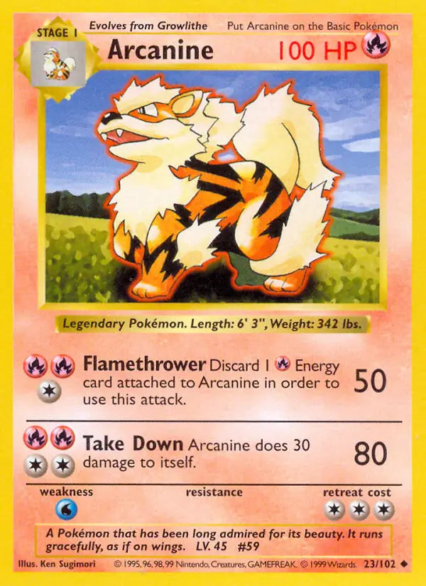 Arcanine 023/102 (Base Set (Shadowless))  - Unlimited | Good Games Adelaide SA