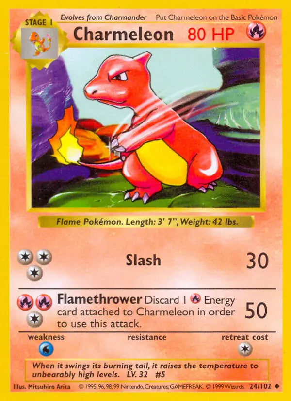 Charmeleon 024/102 (Base Set (Shadowless))  - Unlimited | Good Games Adelaide SA