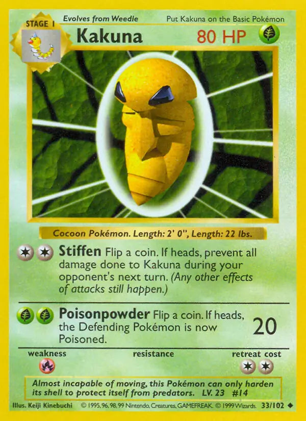Kakuna 033/102 (Base Set (Shadowless))  - Unlimited | Good Games Adelaide SA