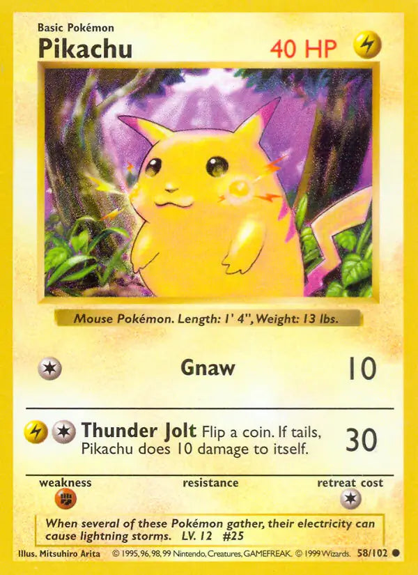 Pikachu 058/102 (Base Set (Shadowless))  - Unlimited | Good Games Adelaide SA