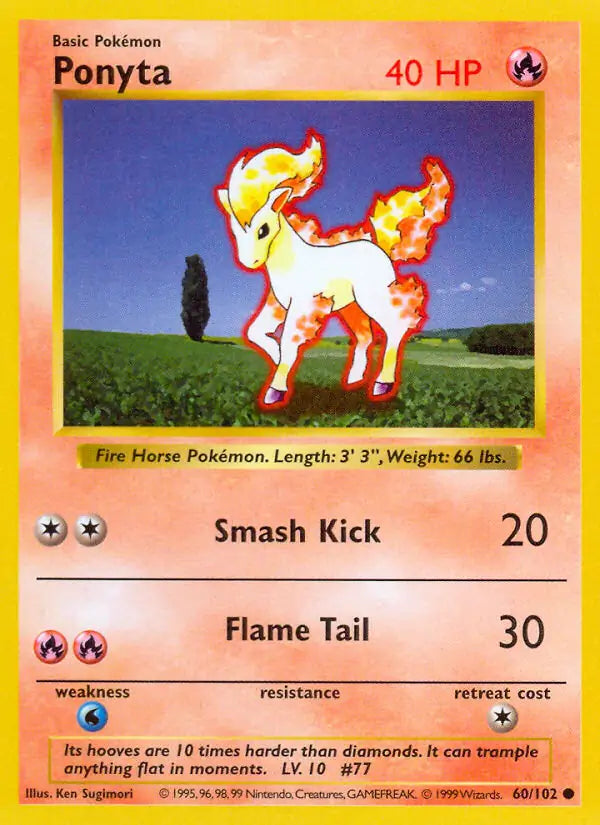 Ponyta 060/102 (Base Set (Shadowless))  - Unlimited | Good Games Adelaide SA