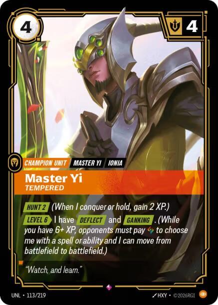 Master Yi - Tempered 113/219 (Unleashed)  - Foil | Good Games Adelaide SA
