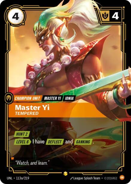 Master Yi - Tempered 113a/219 (Unleashed)  - Foil | Good Games Adelaide SA