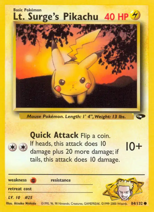 Lt. Surge's Pikachu 084/132 (Gym Challenge)  - Unlimited | Good Games Adelaide SA