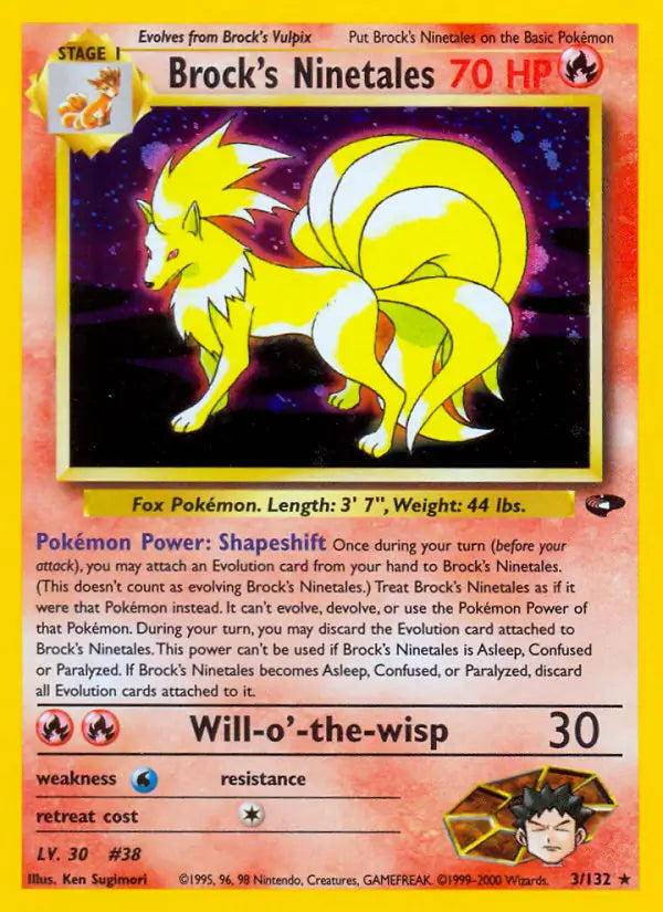 Brock's Ninetales 003/132 (Gym Challenge)  - Unlimited Holofoil | Good Games Adelaide SA
