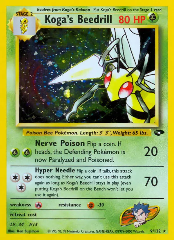 Koga's Beedrill 009/132 (Gym Challenge)  - Unlimited Holofoil | Good Games Adelaide SA