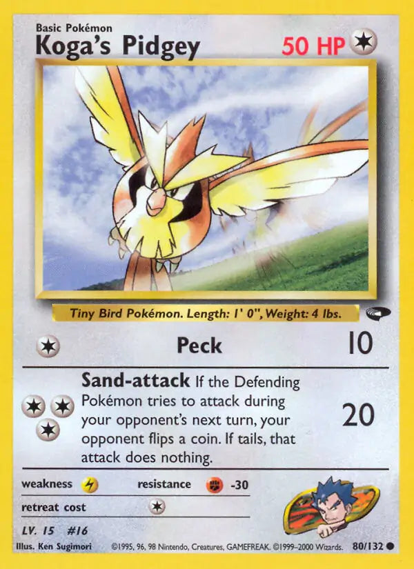 Koga's Pidgey 080/132 (Gym Challenge)  - Unlimited | Good Games Adelaide SA