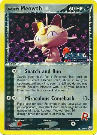 Rockets Meowth 46/109 (Team Rocket Returns)  - Reverse Holofoil | Good Games Adelaide SA