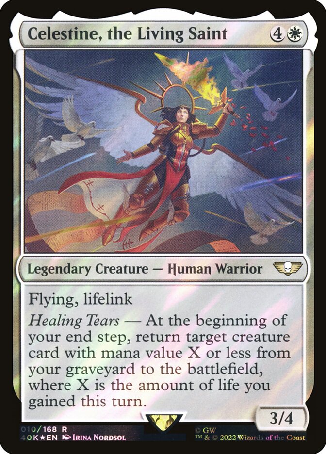 Celestine the Living Saint  10★/617 (Universes Beyond: Warhammer 40,000)  - Surge Foil | Good Games Adelaide SA