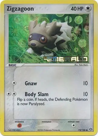 Zigzagoon 74/106 (Emerald)  - Reverse Holofoil | Good Games Adelaide SA