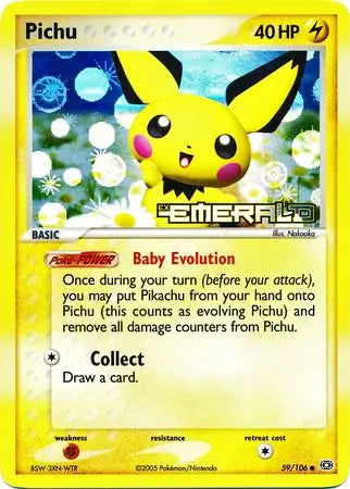 Pichu 59/106 (Emerald)  - Reverse Holofoil | Good Games Adelaide SA