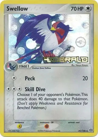 Swellow 41/106 (Emerald)  - Reverse Holofoil | Good Games Adelaide SA