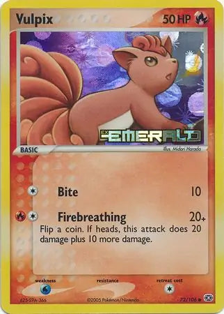 Vulpix 72/106 (Emerald)  - Reverse Holofoil | Good Games Adelaide SA