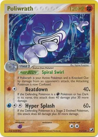 Poliwrath 11/115 (Unseen Forces)  - Reverse Holofoil | Good Games Adelaide SA