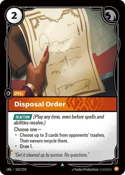 Disposal Order 103/219 (Unleashed)  | Good Games Adelaide SA