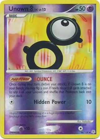 Unown B 66/130 (Diamond and Pearl)  - Reverse Holofoil | Good Games Adelaide SA