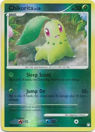 Chikorita 77/123 (Mysterious Treasures)  - Reverse Holofoil | Good Games Adelaide SA