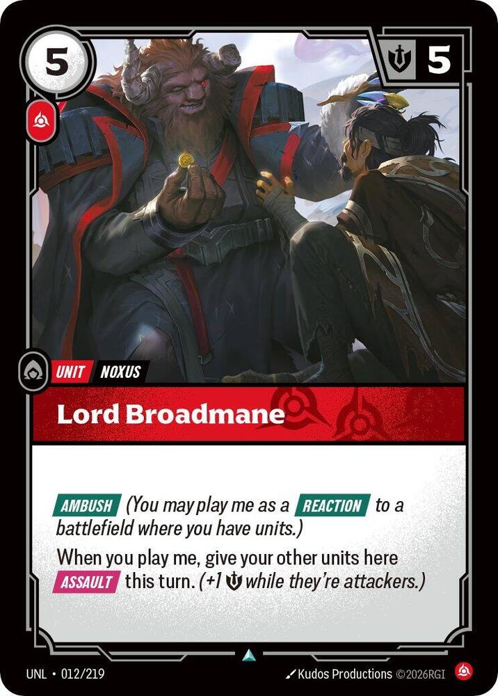 Lord Broadmane 012/219 (Unleashed)  | Good Games Adelaide SA