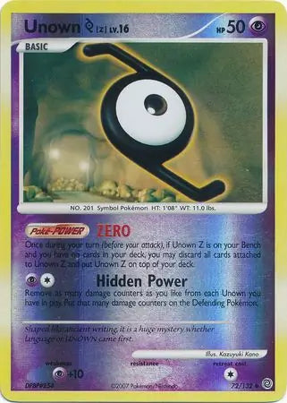 Unown Z 72/132 (Secret Wonders)  - Reverse Holofoil | Good Games Adelaide SA