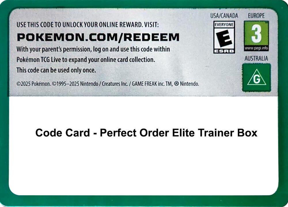 Code Card Perfect Order Elite Trainer Box  (ME03: Perfect Order)  | Good Games Adelaide SA