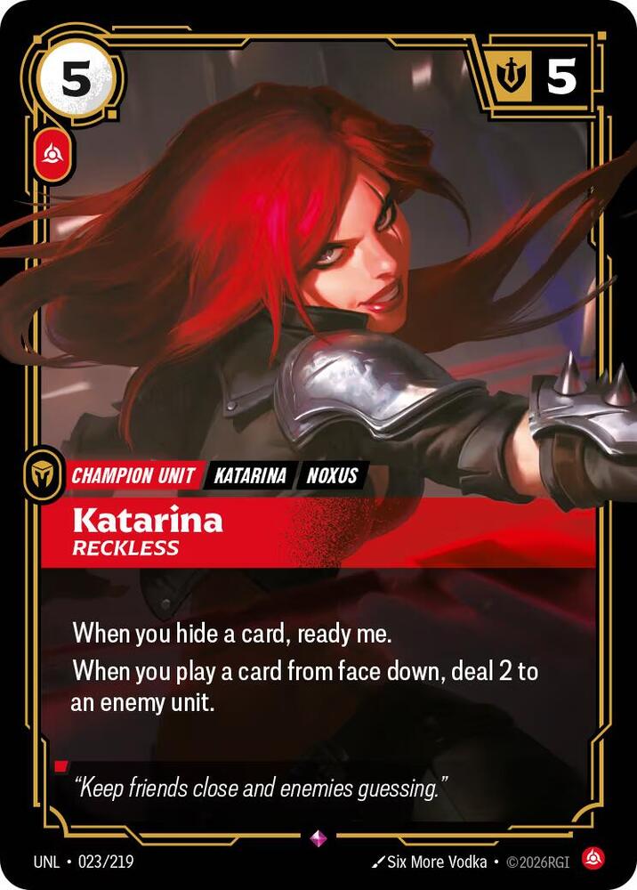 Katarina - Reckless 023/219 (Unleashed)  - Foil | Good Games Adelaide SA