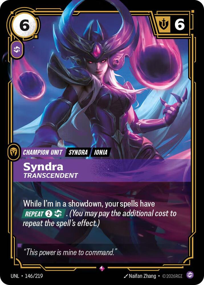 Syndra - Transcendent 146/219 (Unleashed)  - Foil | Good Games Adelaide SA