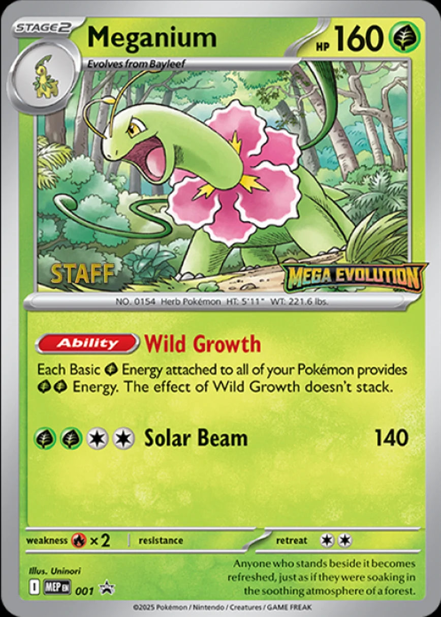 Meganium Staff 001 (ME: Mega Evolution Promo)  - Holofoil | Good Games Adelaide SA