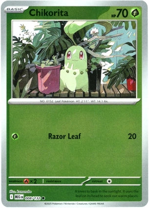 Chikorita 008/132 (ME01: Mega Evolution)  - Reverse Holofoil | Good Games Adelaide SA