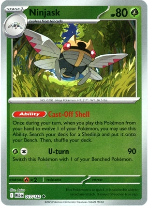 Ninjask 017/132 (ME01: Mega Evolution)  - Reverse Holofoil | Good Games Adelaide SA