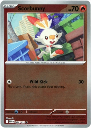 Scorbunny 026/132 (ME01: Mega Evolution)  - Reverse Holofoil | Good Games Adelaide SA