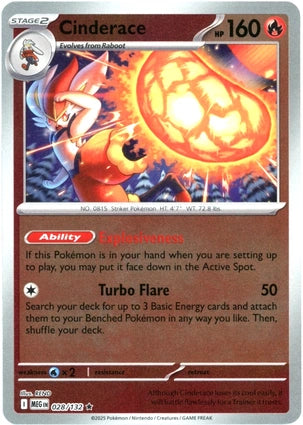 Cinderace 028/132 (ME01: Mega Evolution)  - Reverse Holofoil | Good Games Adelaide SA