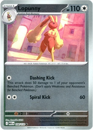 Lopunny 108/132 (ME01: Mega Evolution)  - Reverse Holofoil | Good Games Adelaide SA