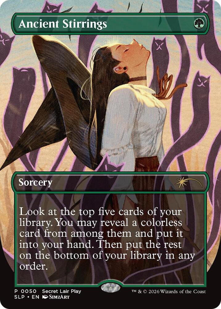 Ancient Stirrings 50 (Secret Lair Showdown)  - Borderless Foil | Good Games Adelaide SA