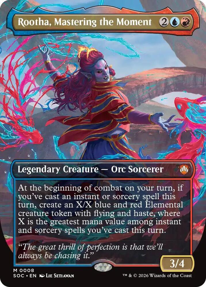 Rootha, Mastering the Moment 8 (Commander: Secrets of Strixhaven)  - Borderless Foil | Good Games Adelaide SA