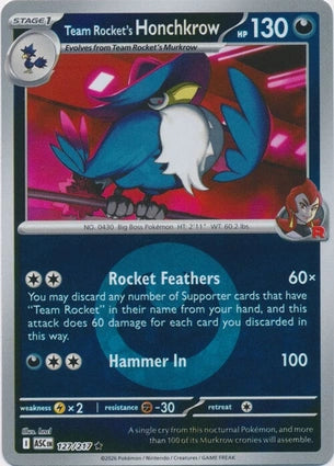 Team Rocket's Honchkrow 127/217 (ME: Ascended Heroes)  - Reverse Holofoil | Good Games Adelaide SA