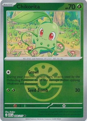 Chikorita 008/217 (ME: Ascended Heroes)  - Reverse Holofoil | Good Games Adelaide SA