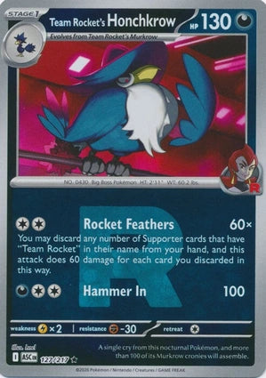 Team Rocket's Honchkrow 127/217 (ME: Ascended Heroes)  - Reverse Holofoil | Good Games Adelaide SA