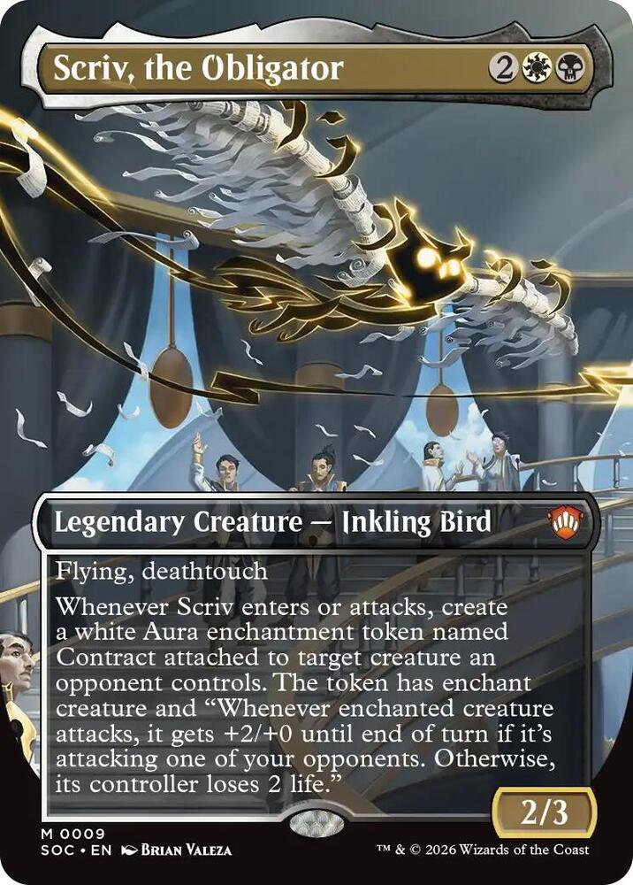 Scriv, the Obligator 9 (Commander: Secrets of Strixhaven)  - Borderless Foil | Good Games Adelaide SA