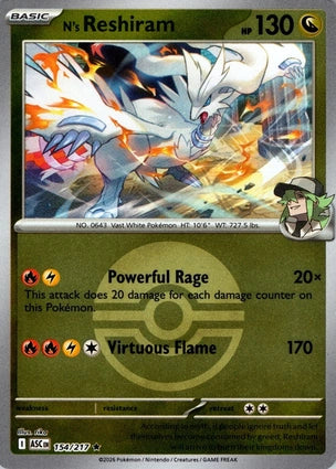 N's Reshiram 154/217 (ME: Ascended Heroes)  - Reverse Holofoil | Good Games Adelaide SA