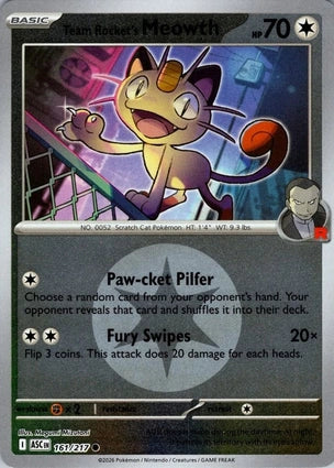Team Rocket's Meowth 161/217 (ME: Ascended Heroes)  - Reverse Holofoil | Good Games Adelaide SA