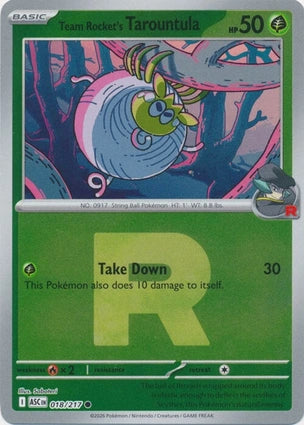 Team Rocket's Tarountula 018/217 (ME: Ascended Heroes)  - Reverse Holofoil | Good Games Adelaide SA