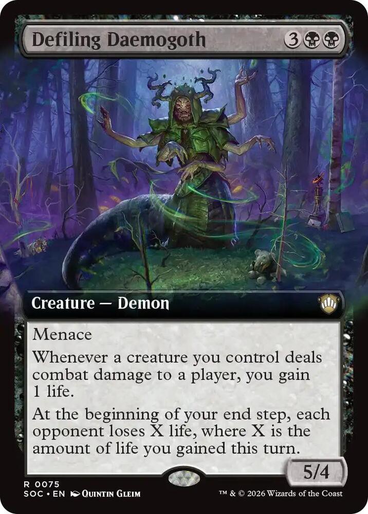 Defiling Daemogoth Extended Art 75 (Commander: Secrets of Strixhaven)  | Good Games Adelaide SA