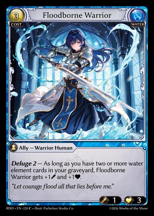 Floodborne Warrior Curio Foil 220 (Radiant Origins)  - Foil | Good Games Adelaide SA