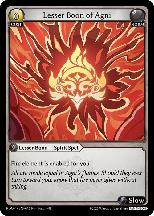 Lesser Boon of Agni 015 (Radiant Origins: Pantheon)  | Good Games Adelaide SA