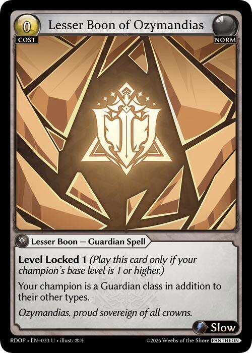 Lesser Boon of Ozymandias 033 (Radiant Origins: Pantheon)  | Good Games Adelaide SA