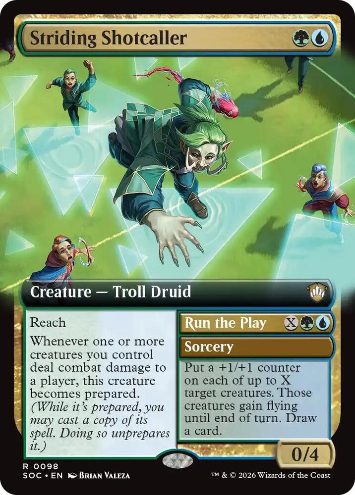 Striding Shotcaller Extended Art 98 (Commander: Secrets of Strixhaven)  | Good Games Adelaide SA