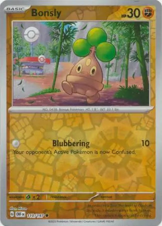 Bonsly 110/197 (SV03: Obsidian Flames)  - Reverse Holofoil | Good Games Adelaide SA