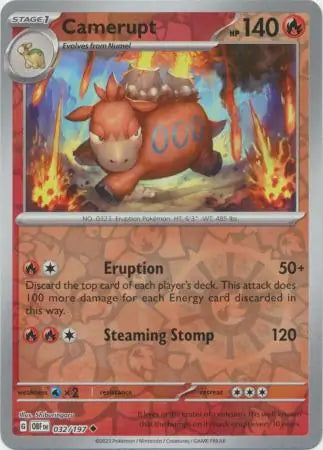Camerupt 032/197 (SV03: Obsidian Flames)  - Reverse Holofoil | Good Games Adelaide SA