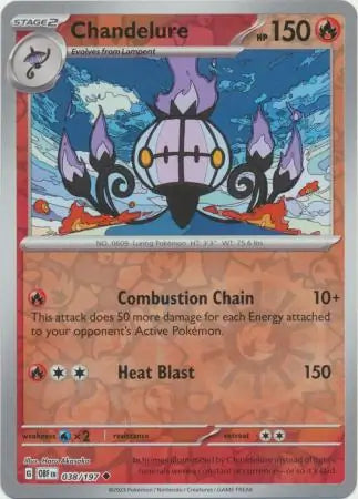 Chandelure 038/197 (SV03: Obsidian Flames)  - Reverse Holofoil | Good Games Adelaide SA