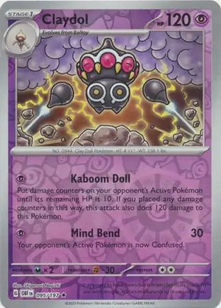 Claydol 095/197 (SV03: Obsidian Flames)  - Reverse Holofoil | Good Games Adelaide SA